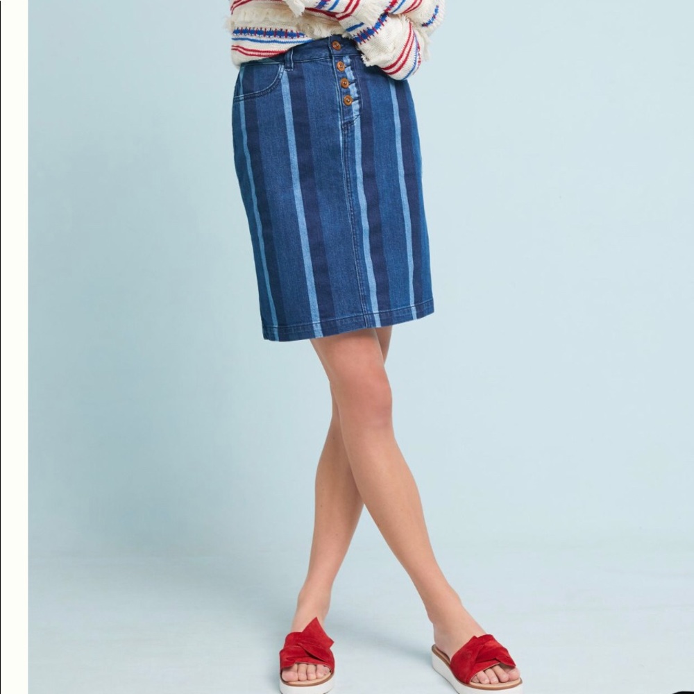 Anthropologie x Maeve Blue Hill Denim Pencil Skirt